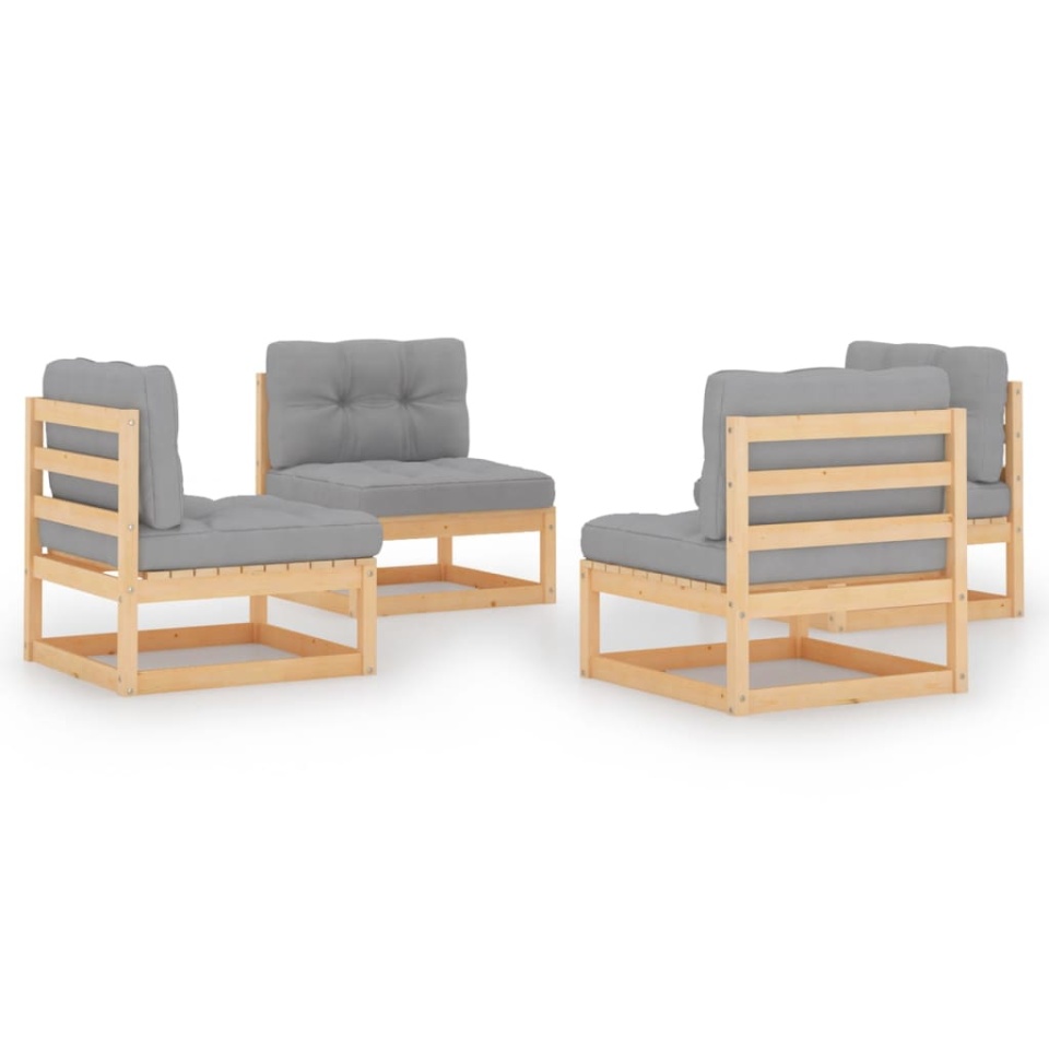 Set mobilier de grădină cu perne, 4 piese, lemn masiv de pin - 1 | YEO