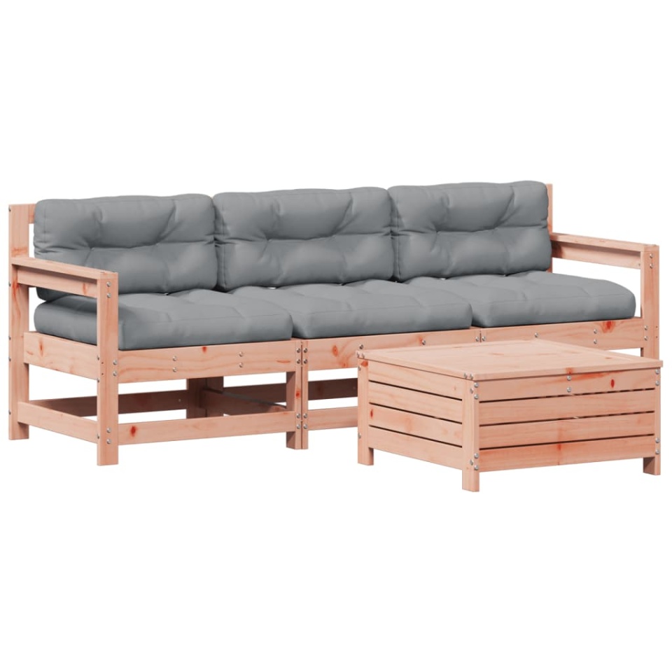 Set mobilier de grădină cu perne, 4 piese, lemn masiv douglas - 1 | YEO
