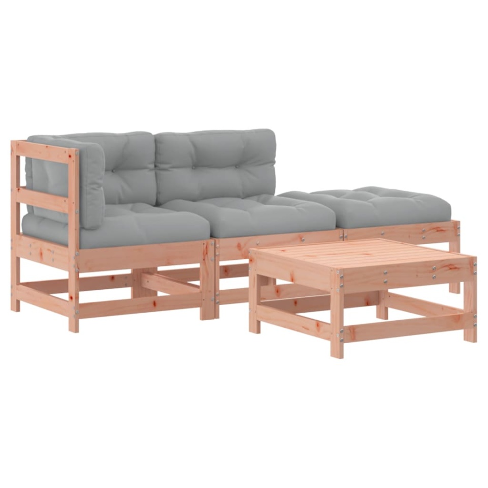 Set mobilier de grădină cu perne, 4 piese, lemn masiv douglas - 1 | YEO