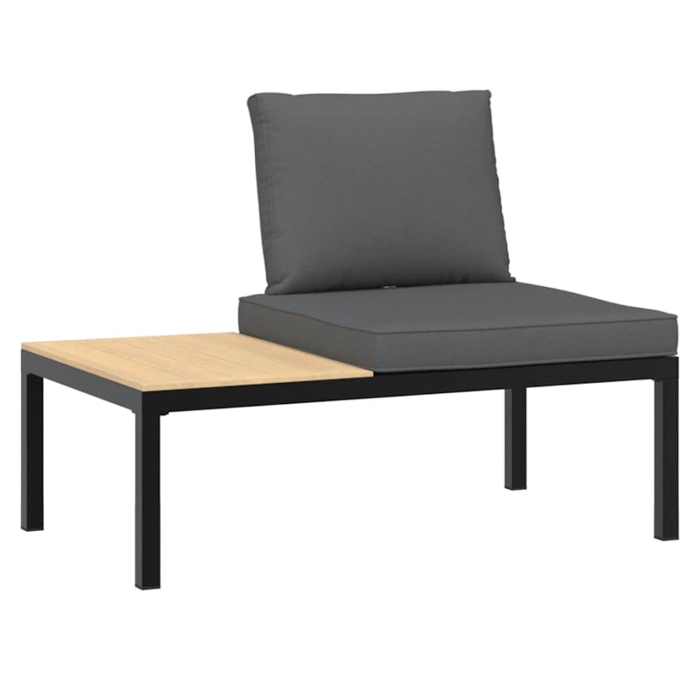 Set mobilier de grădină cu perne, 4 piese, negru, aluminiu - 3 | YEO