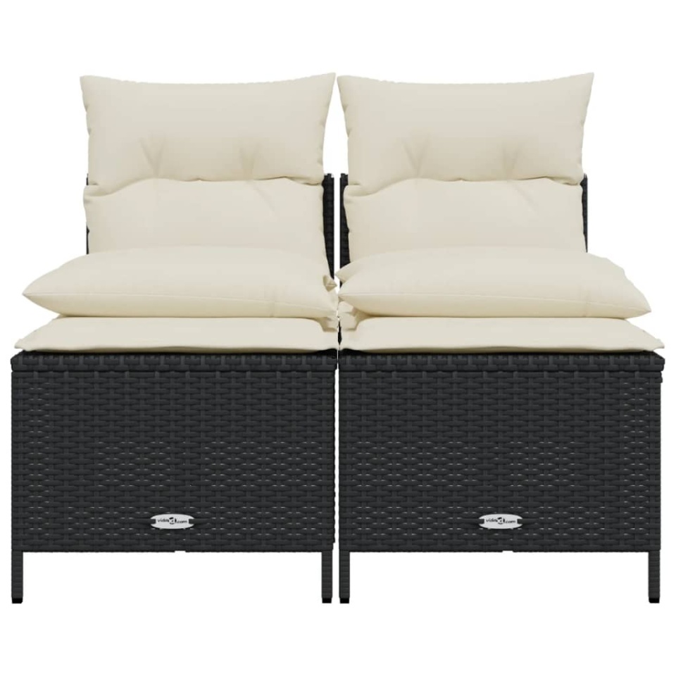 Set mobilier de grădină cu perne, 4 piese, negru, poliratan - 2 | YEO