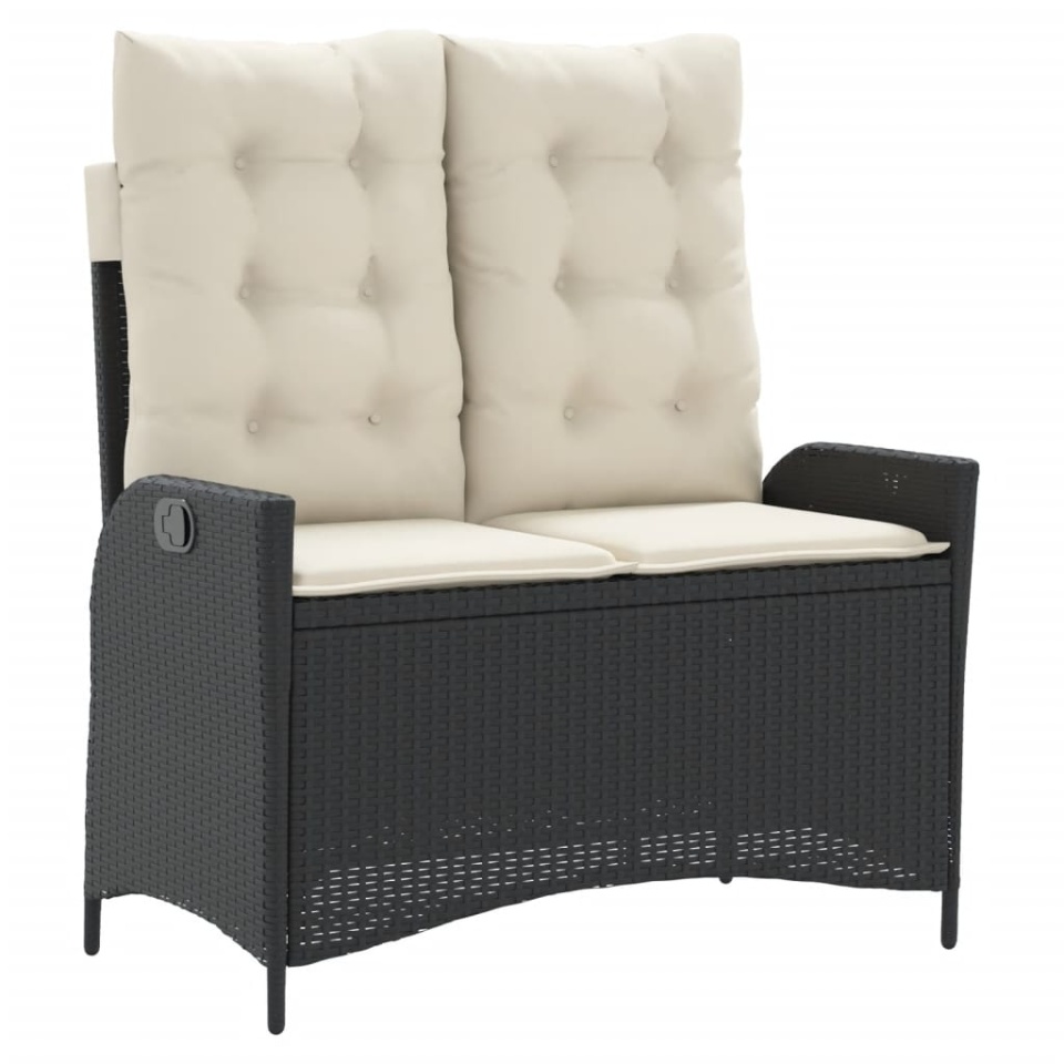 Set mobilier de grădină cu perne, 4 piese, negru, poliratan - 3 | YEO
