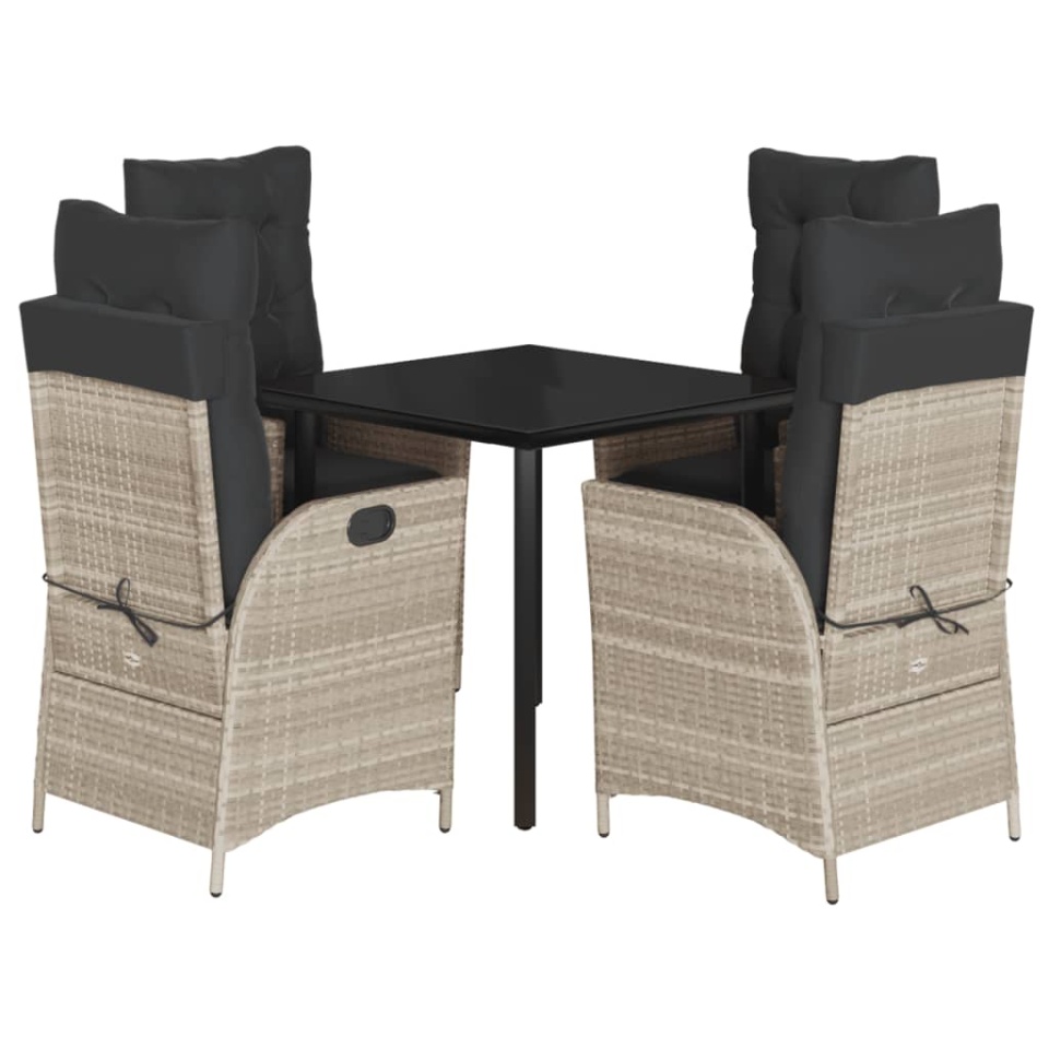 Set mobilier de grădină cu perne, 5 piese gri deschis poliratan - 1 | YEO