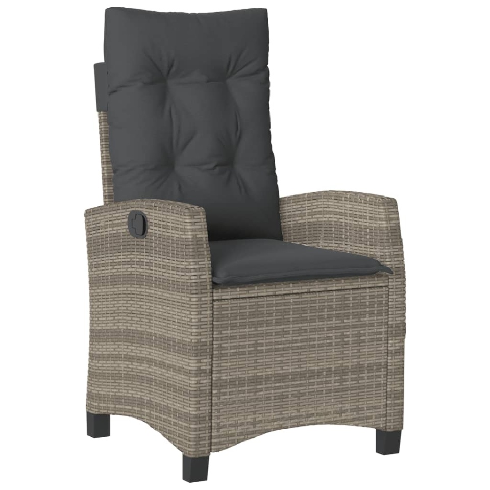 Set mobilier de grădină cu perne, 5 piese, gri, poliratan - 3 | YEO