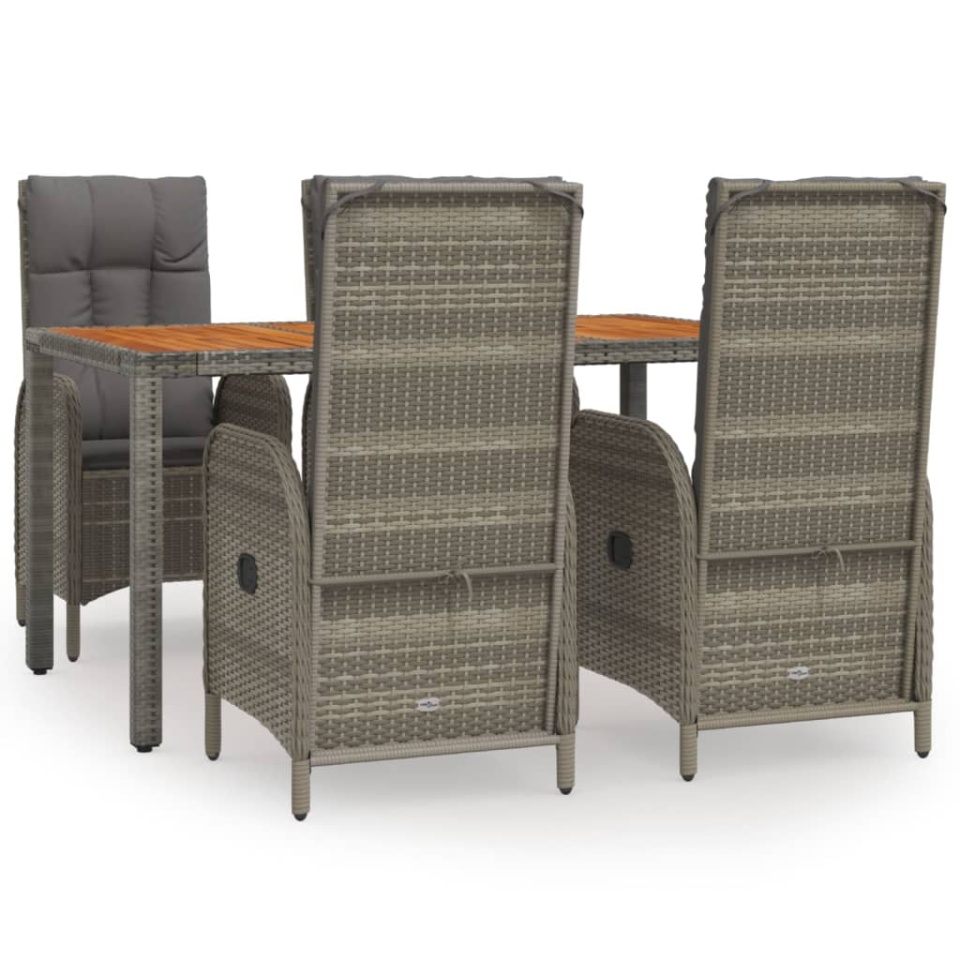 Set mobilier de grădină cu perne, 5 piese, gri, poliratan - 1 | YEO