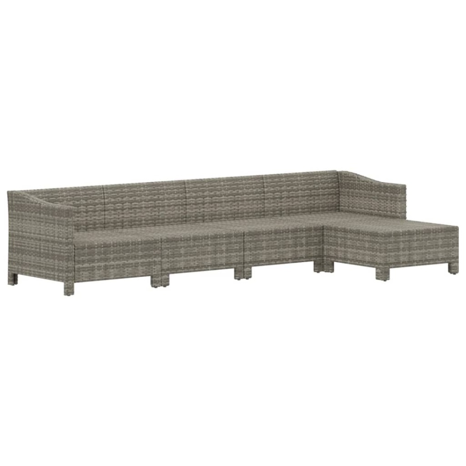 Set mobilier de grădină cu perne, 5 piese, gri, poliratan - 3 | YEO