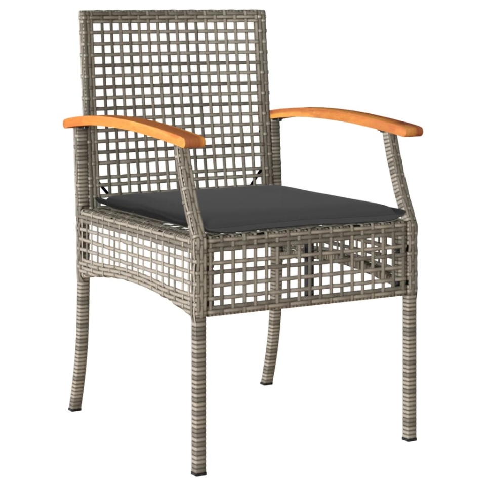 Set mobilier de grădină cu perne, 5 piese, gri, poliratan - 2 | YEO