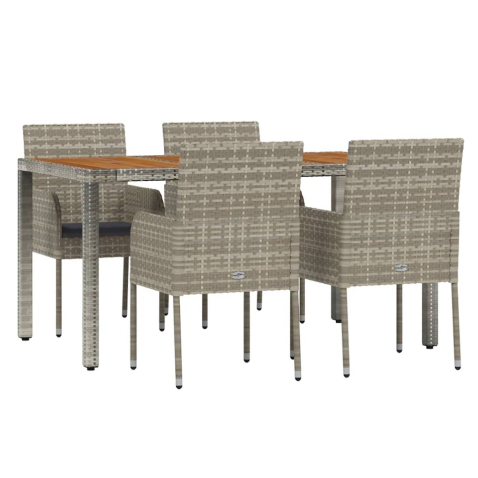 Set mobilier de grădină cu perne, 5 piese, gri, poliratan - 2 | YEO