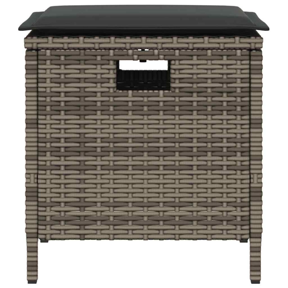 Set mobilier de grădină cu perne, 5 piese, gri, poliratan - 2 | YEO