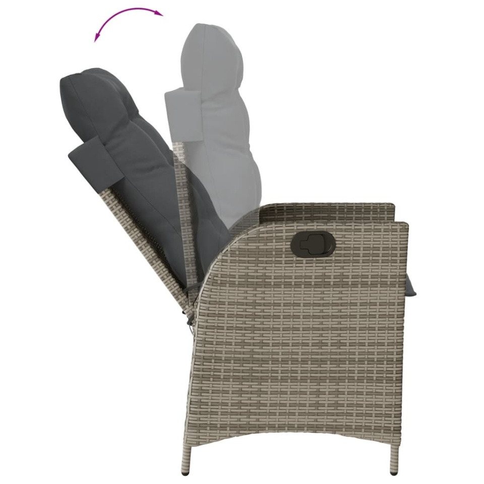 Set mobilier de grădină cu perne, 5 piese, gri, poliratan - 3 | YEO