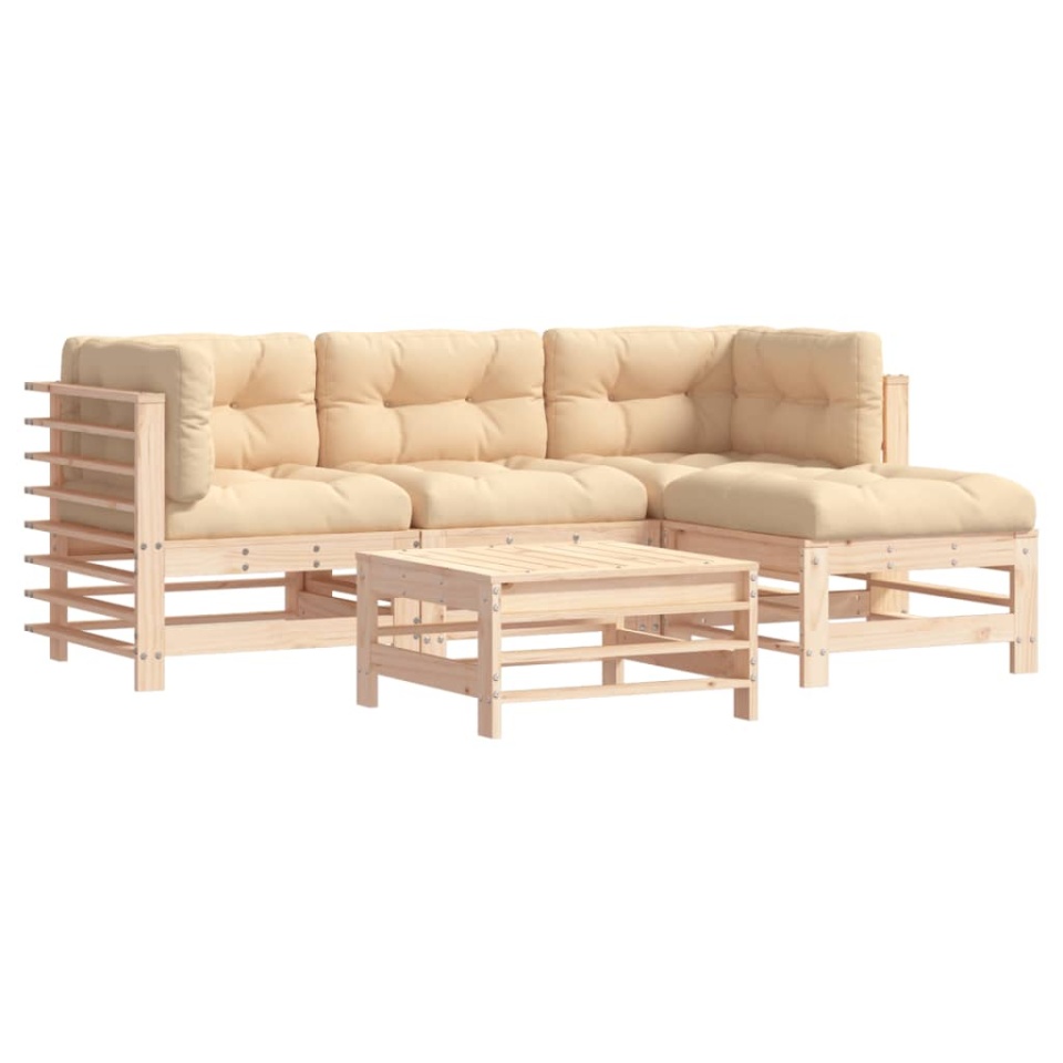 Set mobilier de grădină cu perne, 5 piese, lemn masiv - 1 | YEO