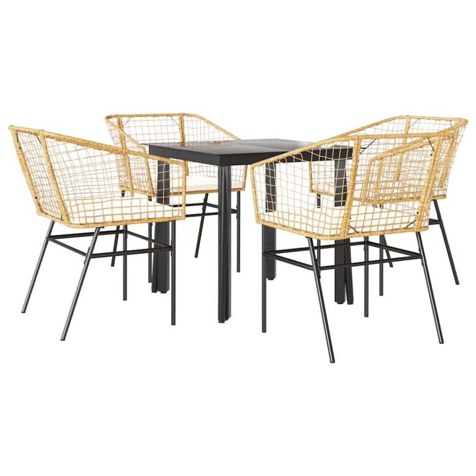 Set mobilier de grădină cu perne 5 piese maro sticlă polirattan - 1 | YEO