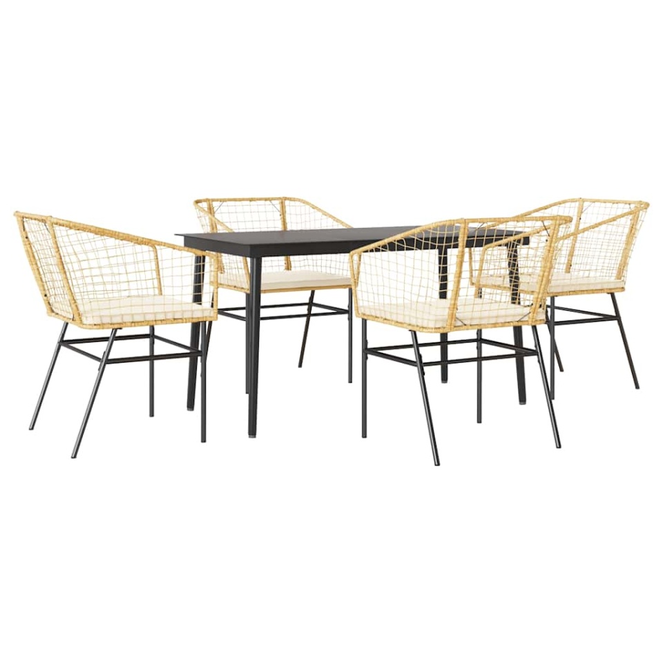 Set mobilier de grădină cu perne 5 piese maro sticlă polirattan - 1 | YEO