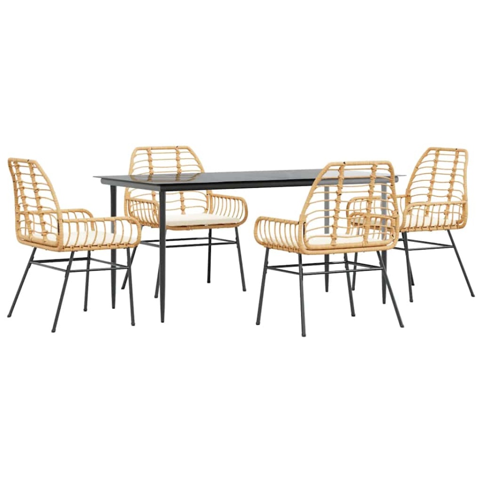 Set mobilier de grădină cu perne 5 piese maro sticlă polirattan - 1 | YEO