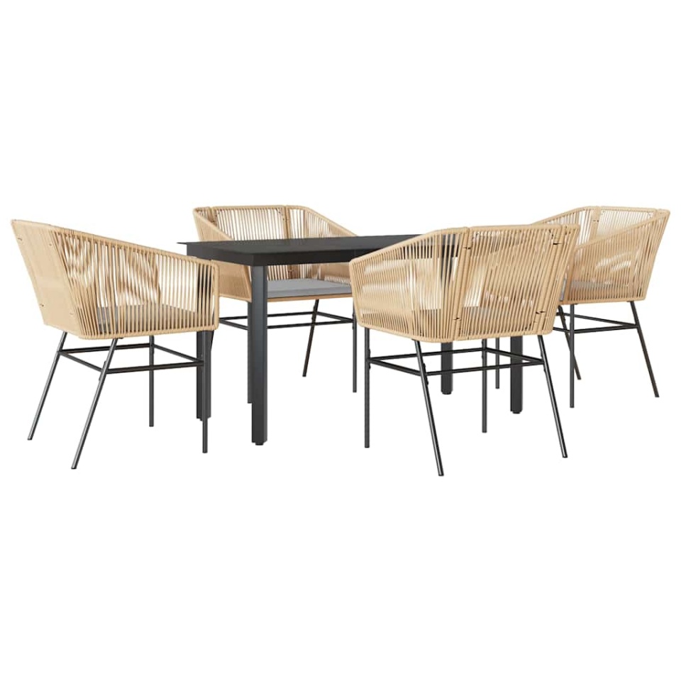 Set mobilier de grădină cu perne 5 piese maro sticlă polirattan - 1 | YEO