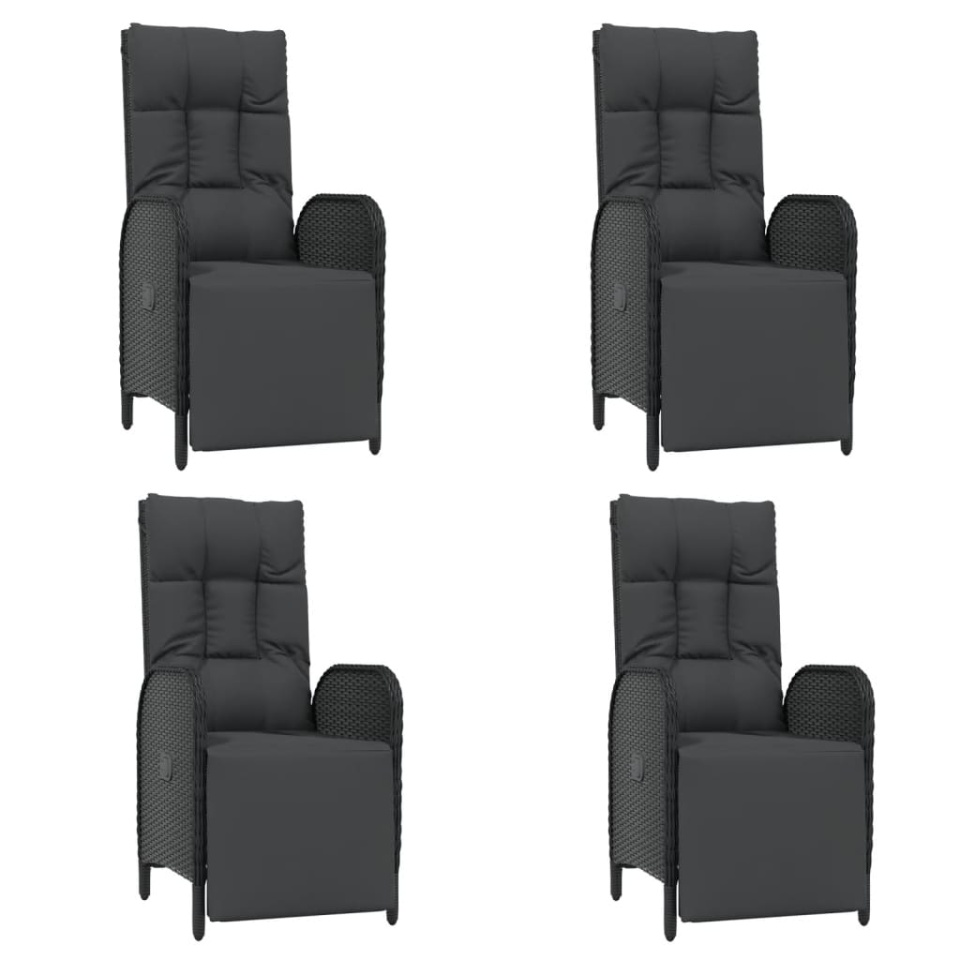 Set mobilier de grădină cu perne, 5 piese, negru, poliratan - 3 | YEO