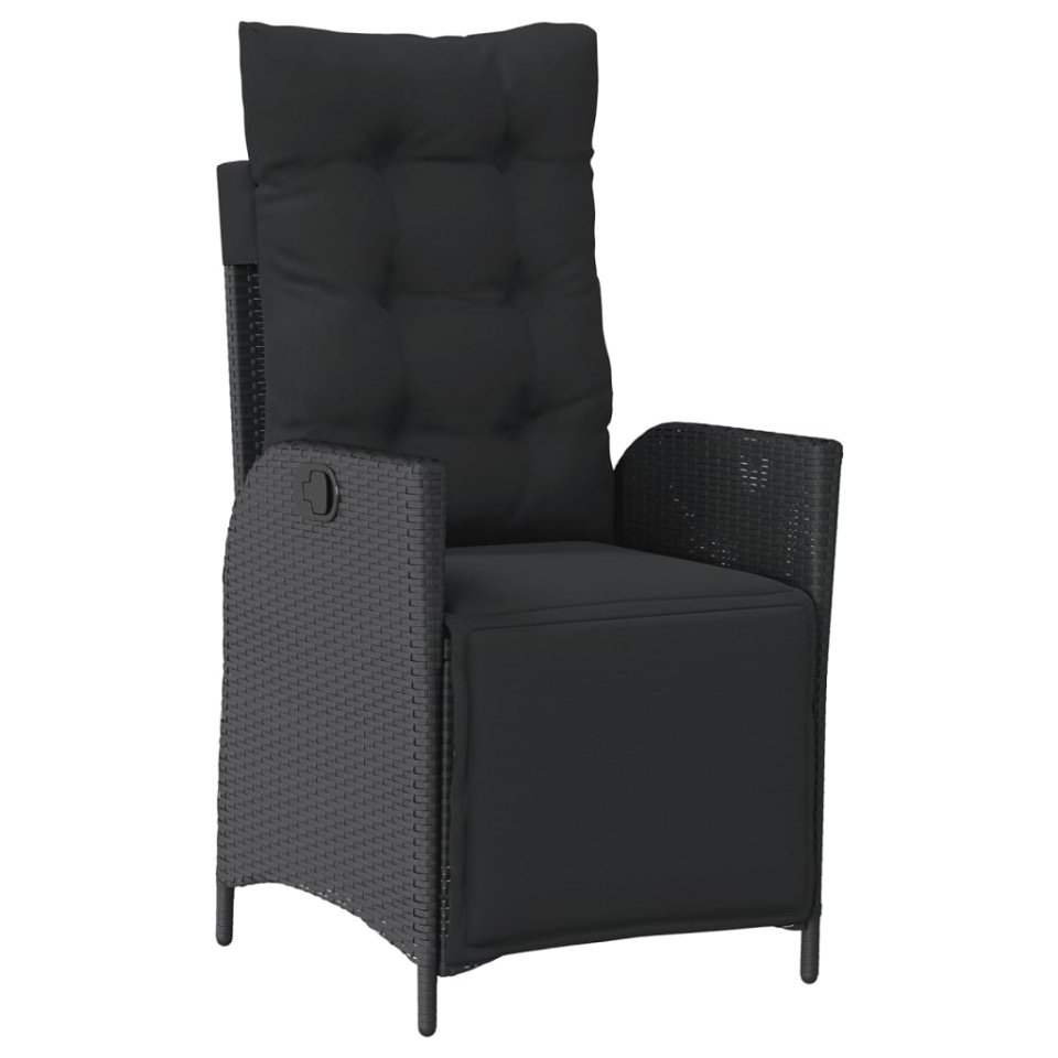 Set mobilier de grădină cu perne, 5 piese, negru, poliratan - 2 | YEO