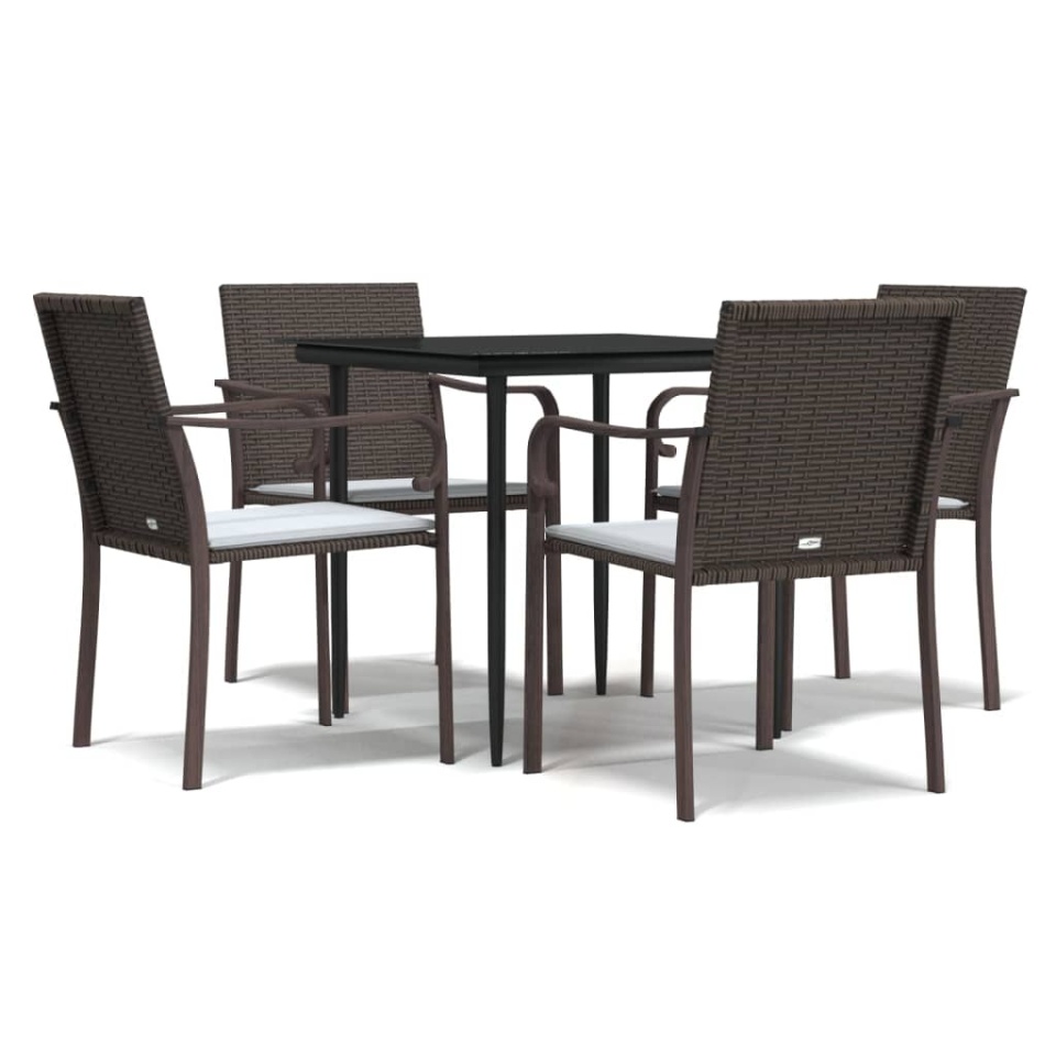 Set mobilier de grădină cu perne, 5 piese, poliratan și oțel - 1 | YEO