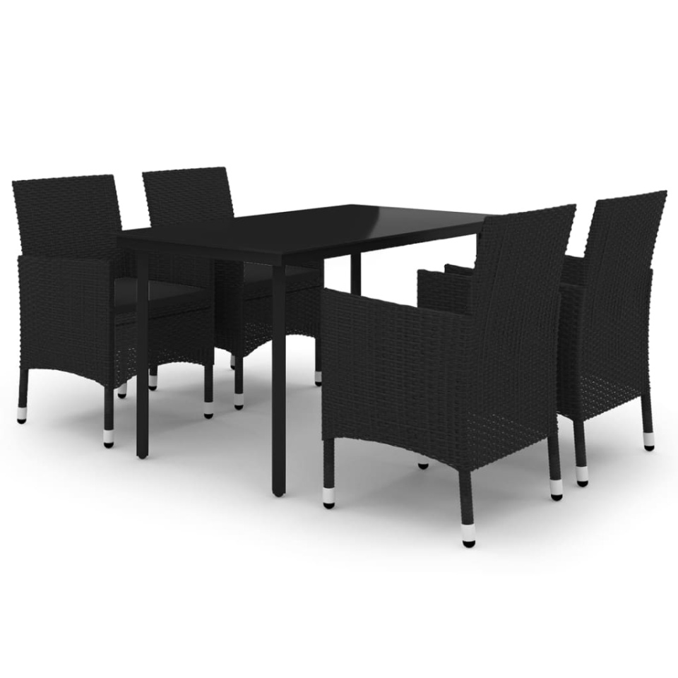 Set mobilier de grădină cu perne 5 piese poliratan & sticlă - 1 | YEO