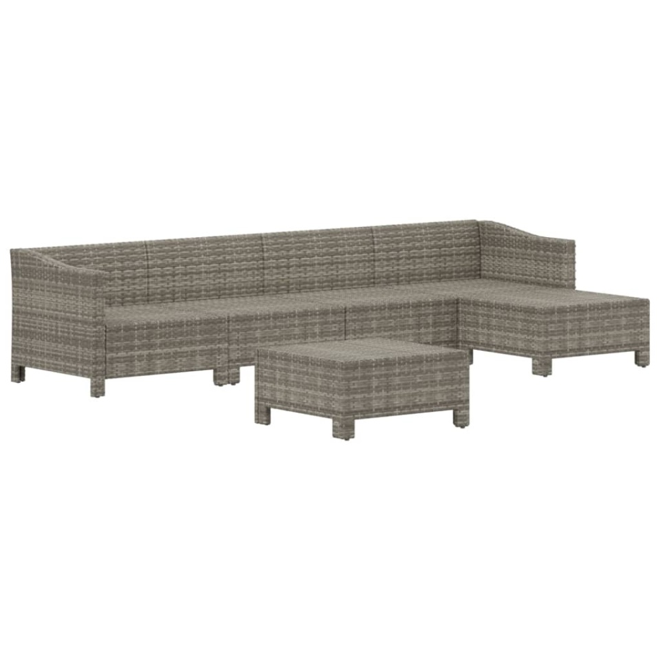 Set mobilier de grădină cu perne, 6 piese, gri, poliratan - 3 | YEO