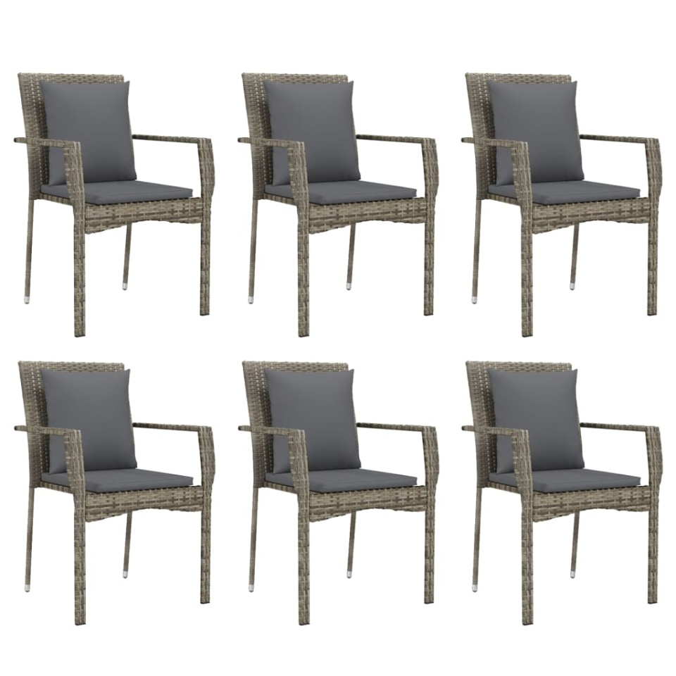 Set mobilier de grădină cu perne, 7 piese, gri, poliratan - 3 | YEO