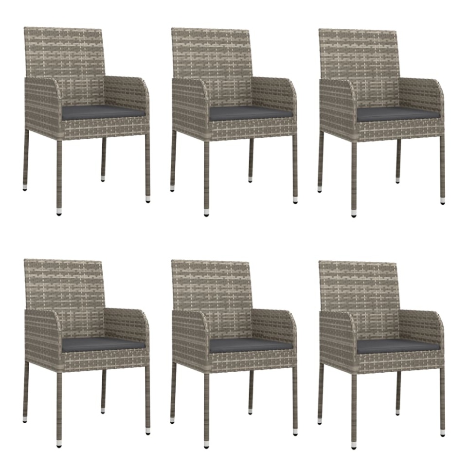 Set mobilier de grădină cu perne, 7 piese, gri, poliratan - 3 | YEO
