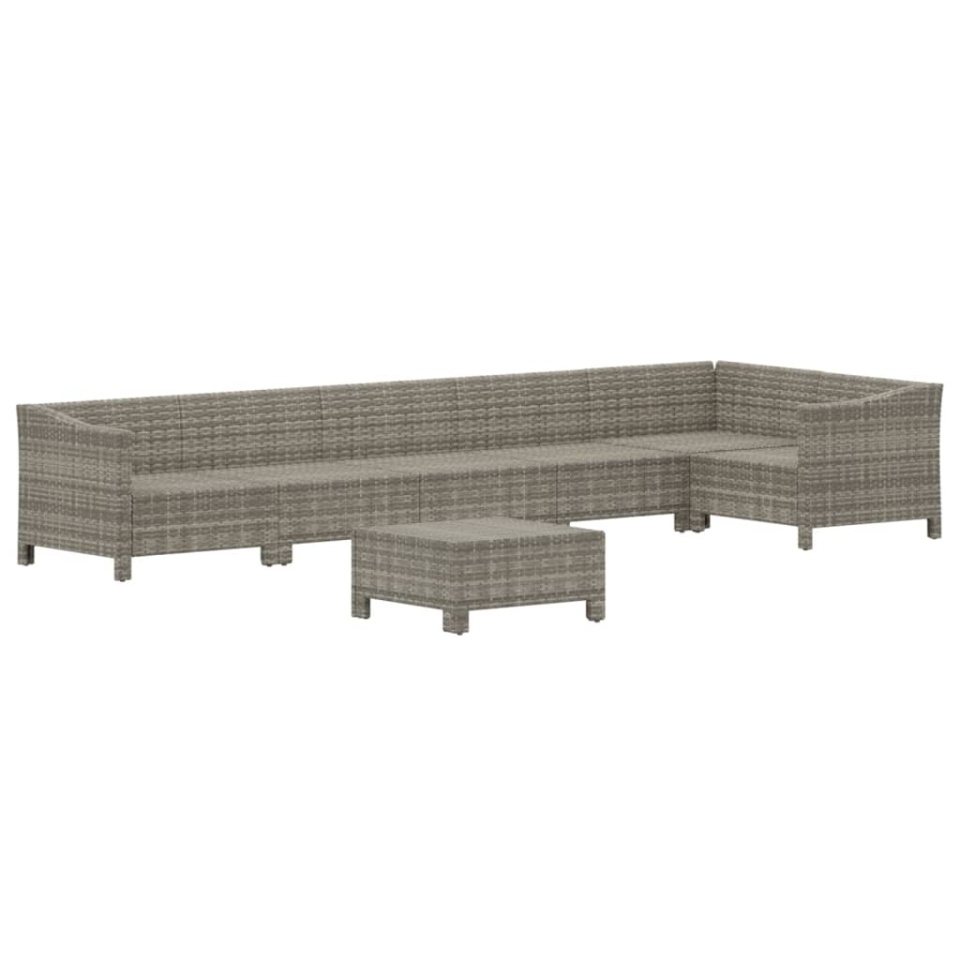 Set mobilier de grădină cu perne, 7 piese, gri, poliratan - 3 | YEO
