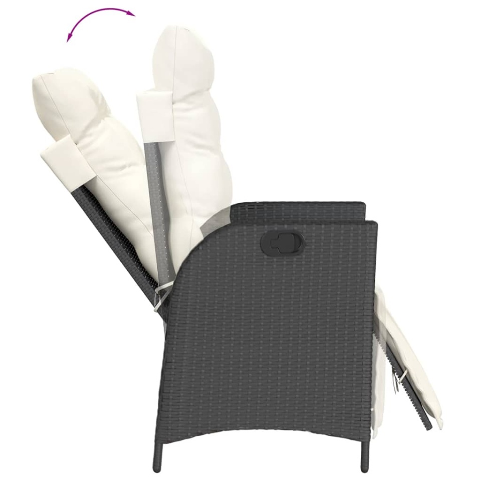 Set mobilier de grădină cu perne, 7 piese, negru, poliratan - 3 | YEO