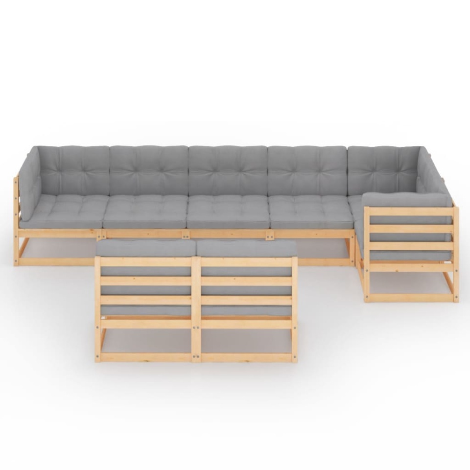 Set mobilier de grădină cu perne, 8 piese, lemn masiv de pin - 2 | YEO