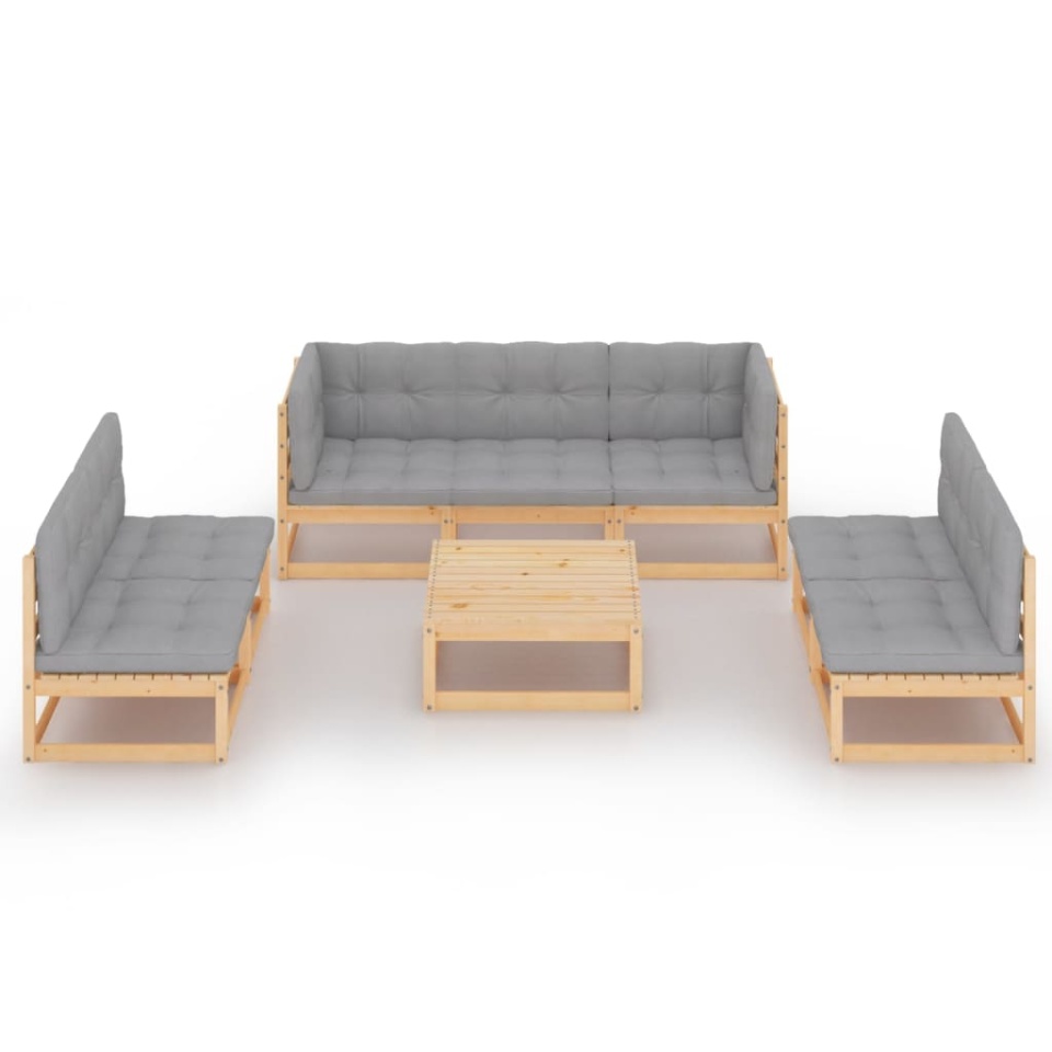Set mobilier de grădină cu perne, 8 piese, lemn masiv de pin - 2 | YEO