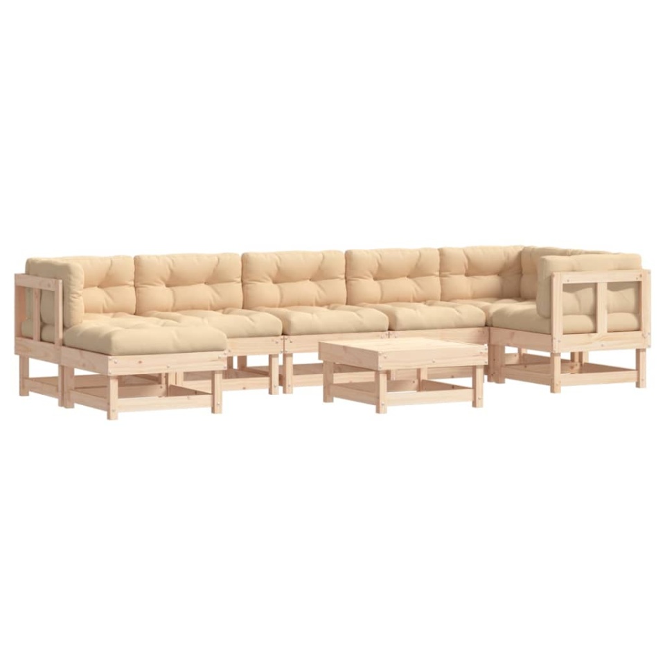 Set mobilier de grădină cu perne, 8 piese, lemn masiv - 1 | YEO