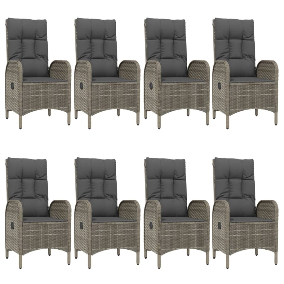 Set mobilier de grădină cu perne, 9 piese, negru/gri, poliratan - 3 | YEO