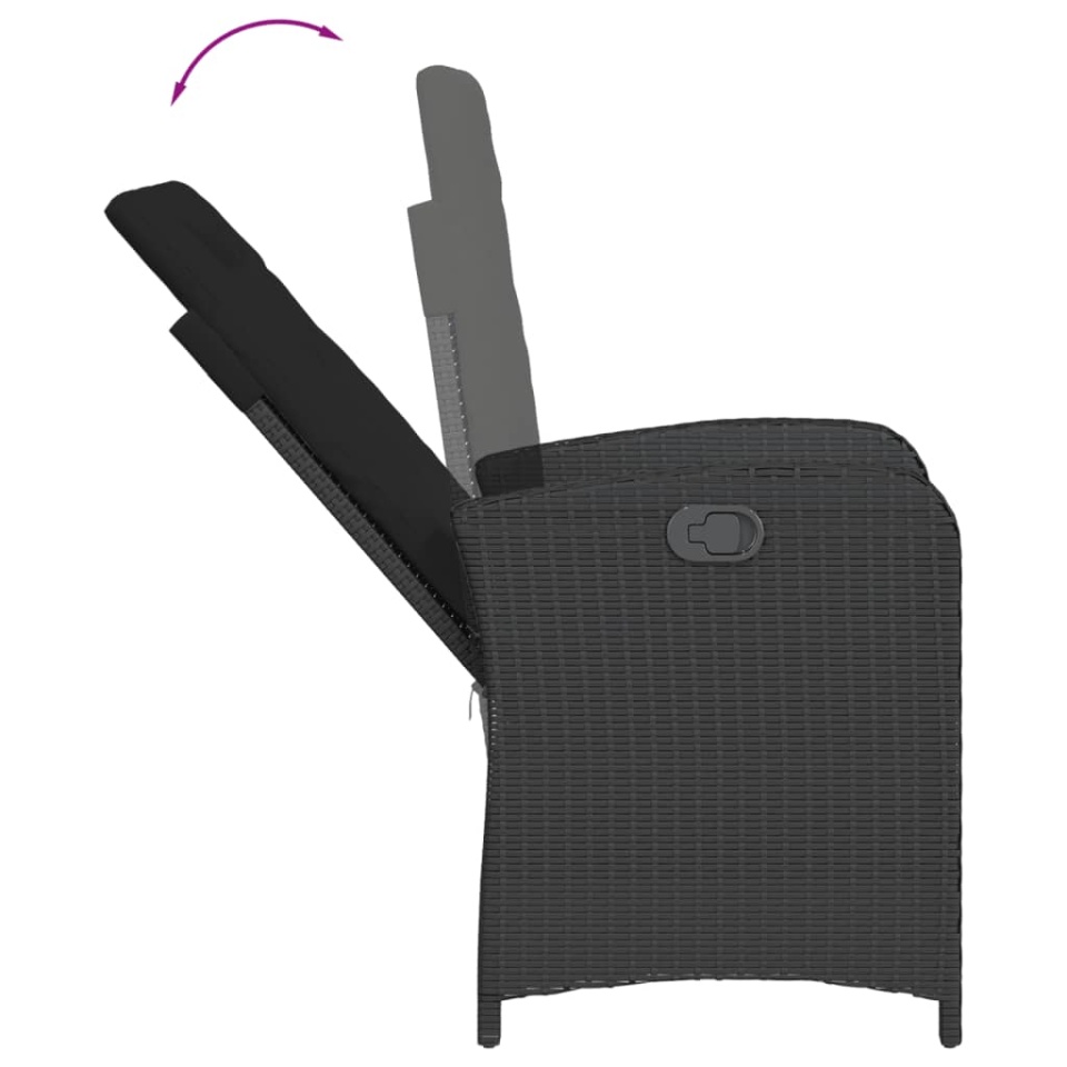 Set mobilier de grădină cu perne, 9 piese, negru, poliratan - 3 | YEO