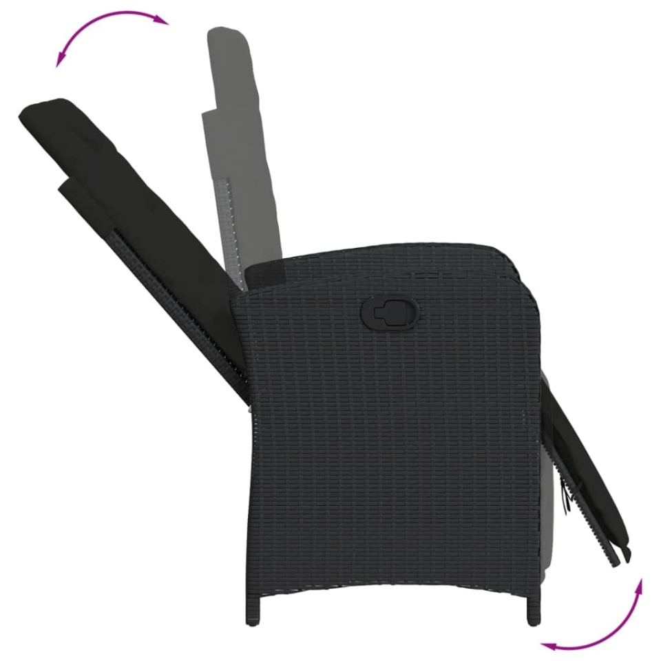 Set mobilier de grădină cu perne, 9 piese, negru, poliratan - 3 | YEO