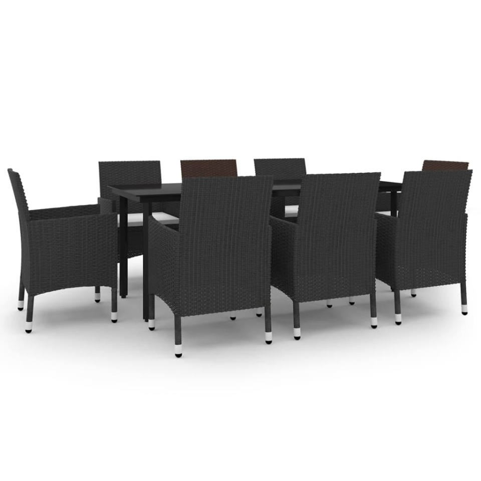 Set mobilier de grădină cu perne, 9 piese, poliratan și sticlă - 1 | YEO