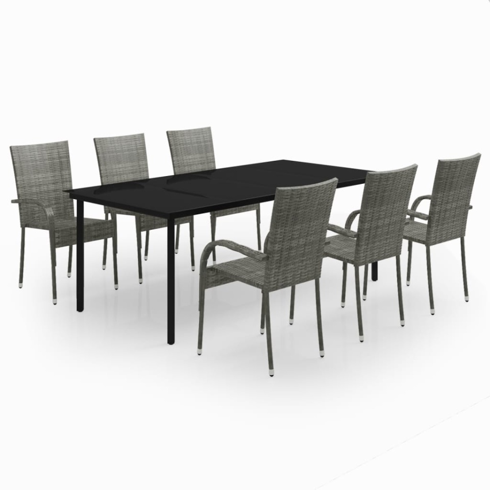 Set mobilier de grădină ,gri și negru, 7 piese - 1 | YEO
