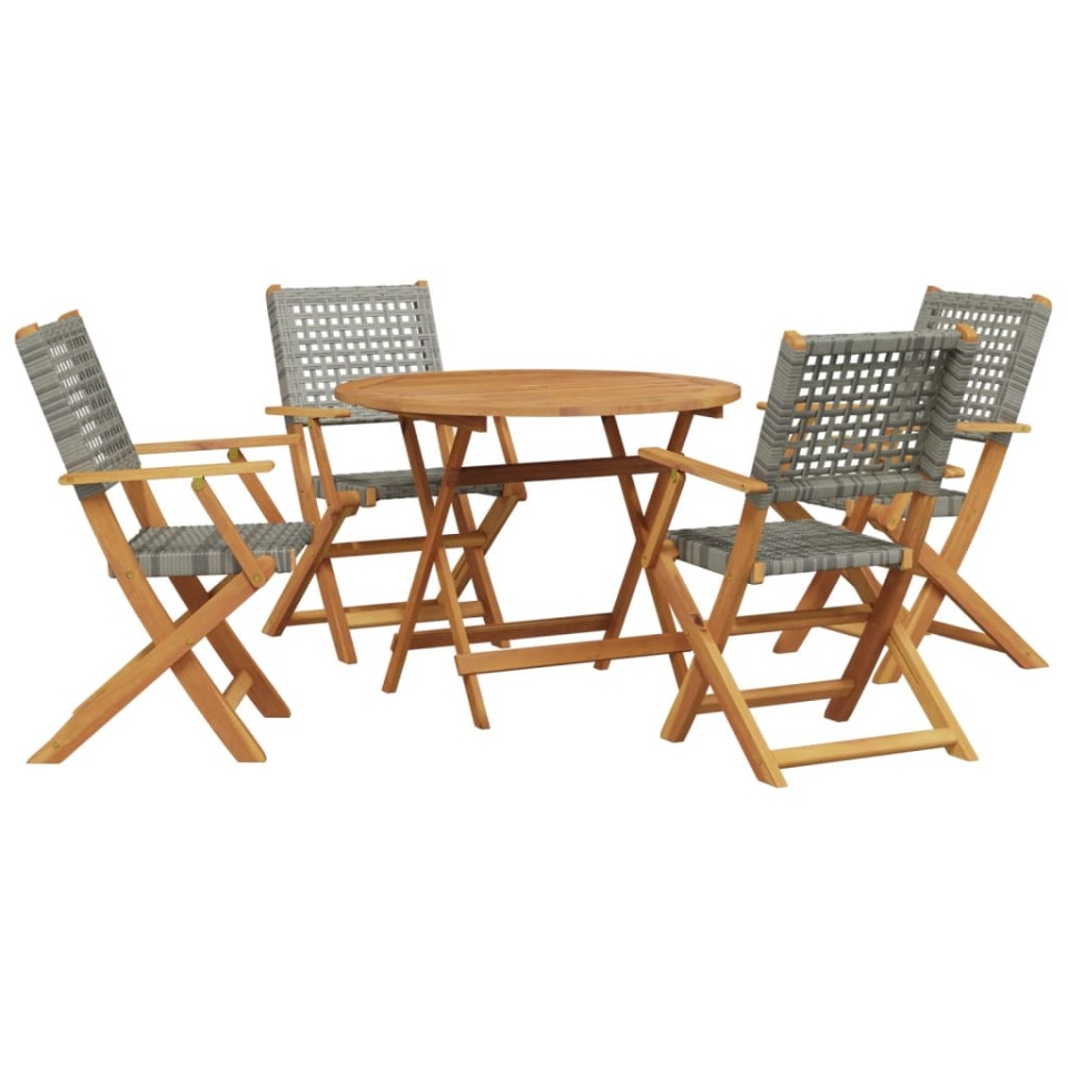 Set mobilier grădină, 5 piese, gri, poliratan și lemn masiv - 1 | YEO