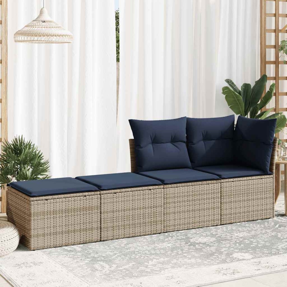 Set mobilier grădină cu perne 2 piese gri poliratan/lemn acacia - 2 | YEO