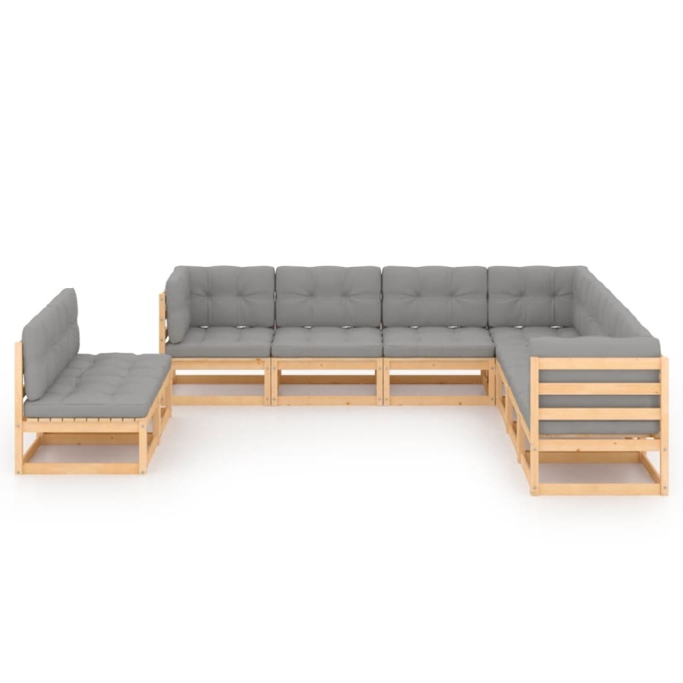 Set mobilier grădină cu perne, 9 piese, lemn masiv de pin - 1 | YEO