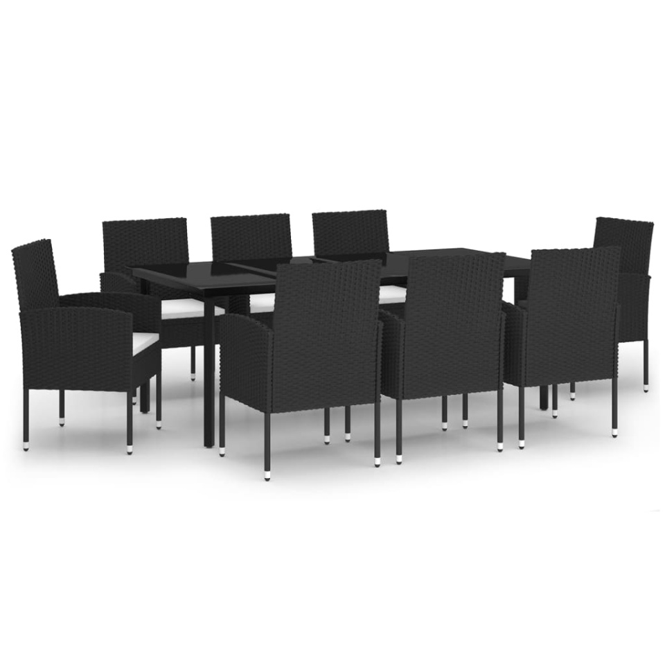 Set mobilier pentru grădină, 9 piese, negru - 1 | YEO