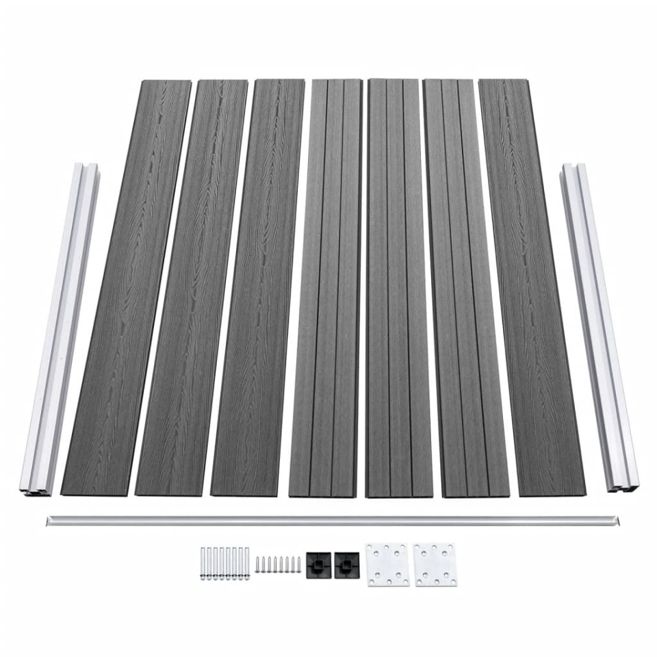 Set panouri gard, 353x146 cm, gri, WPC - 4 | YEO