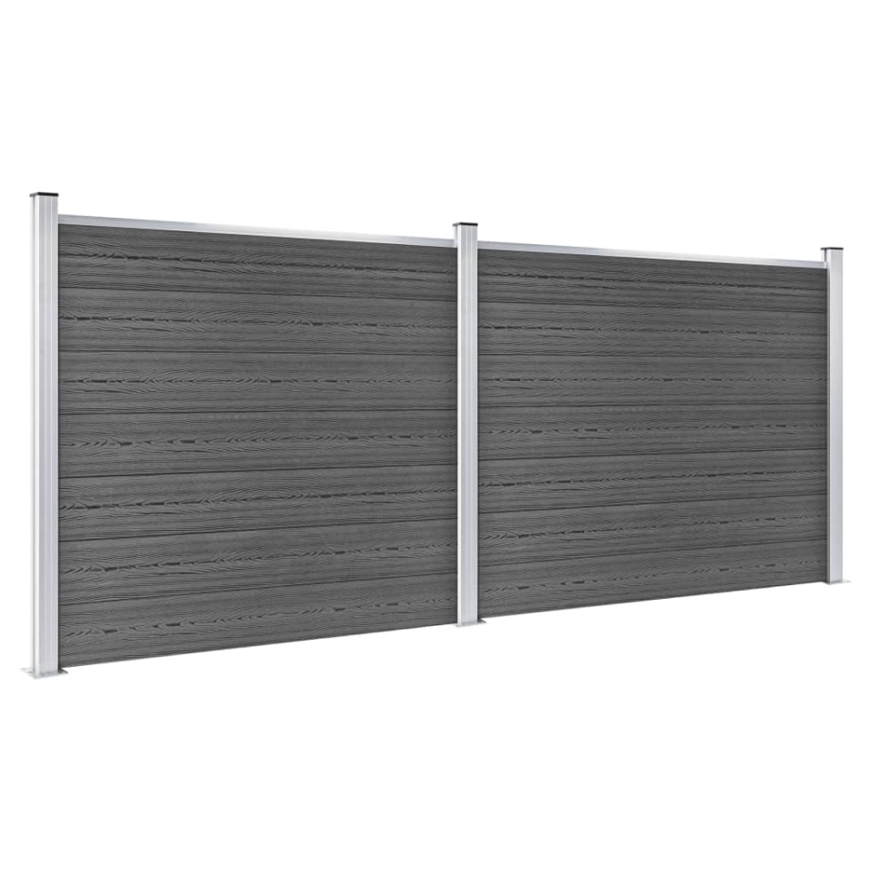 Set panouri gard, 353x146 cm, negru, WPC - 1 | YEO
