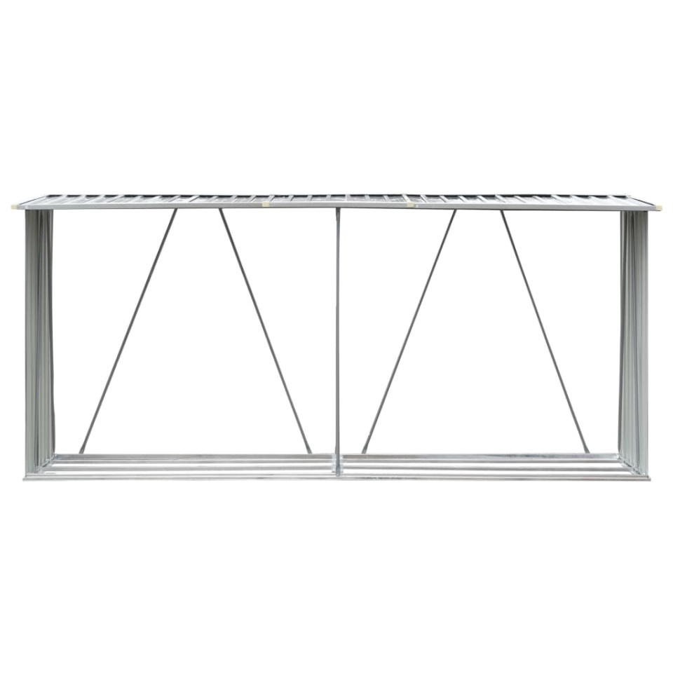 Șopron depozitare lemne, oțel galvanizat, 330x84x152 cm, gri - 2 | YEO