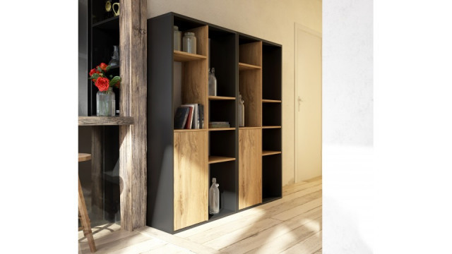 Space Biblioteca Black/Oak Artisan - 1 | YEO