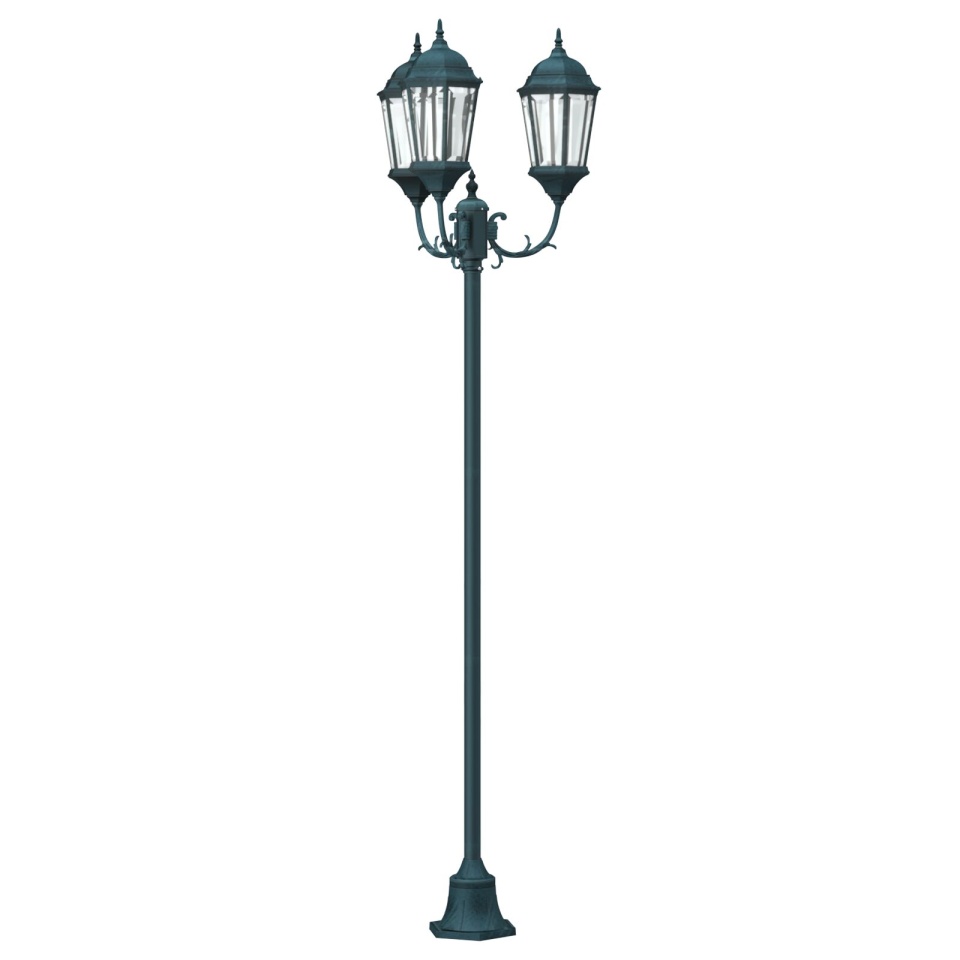 Stâlp de lumină pentru grădină cu 3 lămpi E27 Verde 220 cm Aluminiu - 1 | YEO