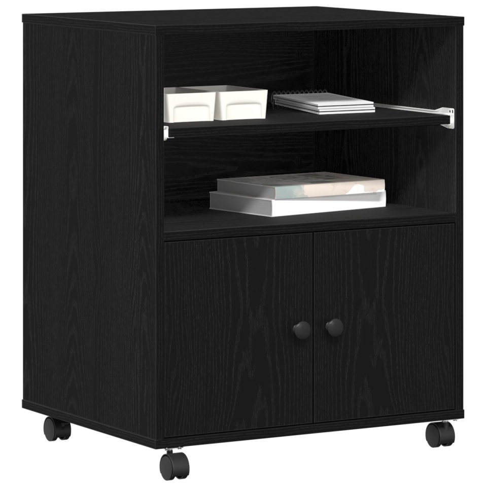 Suport pentru imprimantă cu roți Stejar Negru 60x48x74 cm - 2 | YEO
