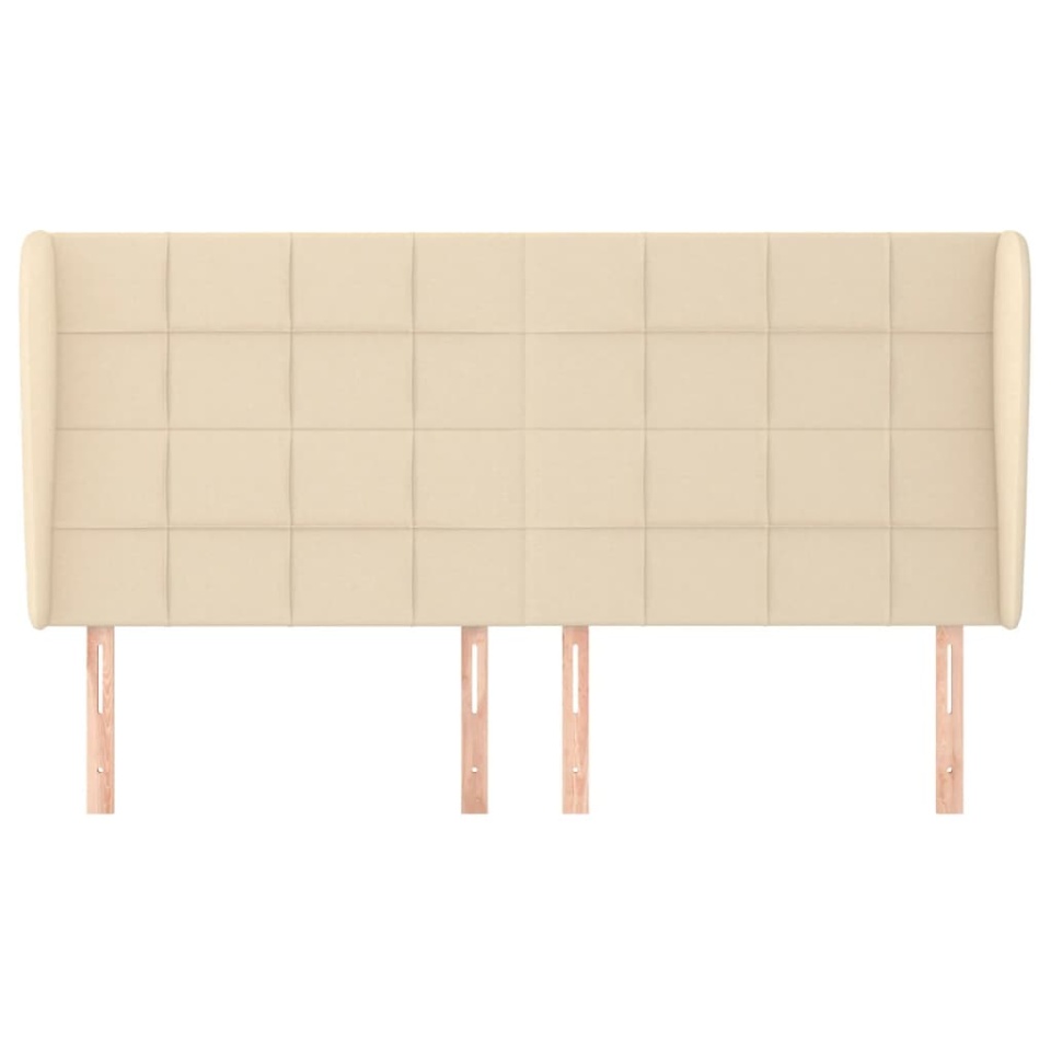 Tăblie de pat cu aripioare, crem, 203x23x118/128 cm, textil - 2 | YEO