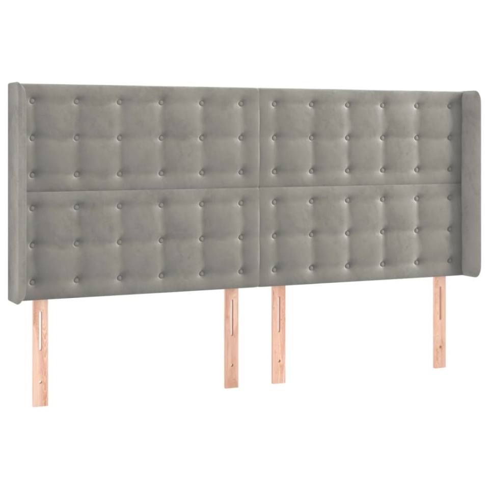 Tăblie de pat cu aripioare gri deschis 203x16x118/128cm catifea - 1 | YEO
