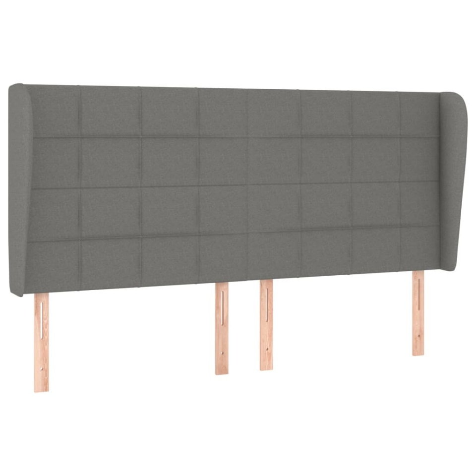 Tăblie de pat cu aripioare gri închis 163x23x118/128 cm textil - 1 | YEO