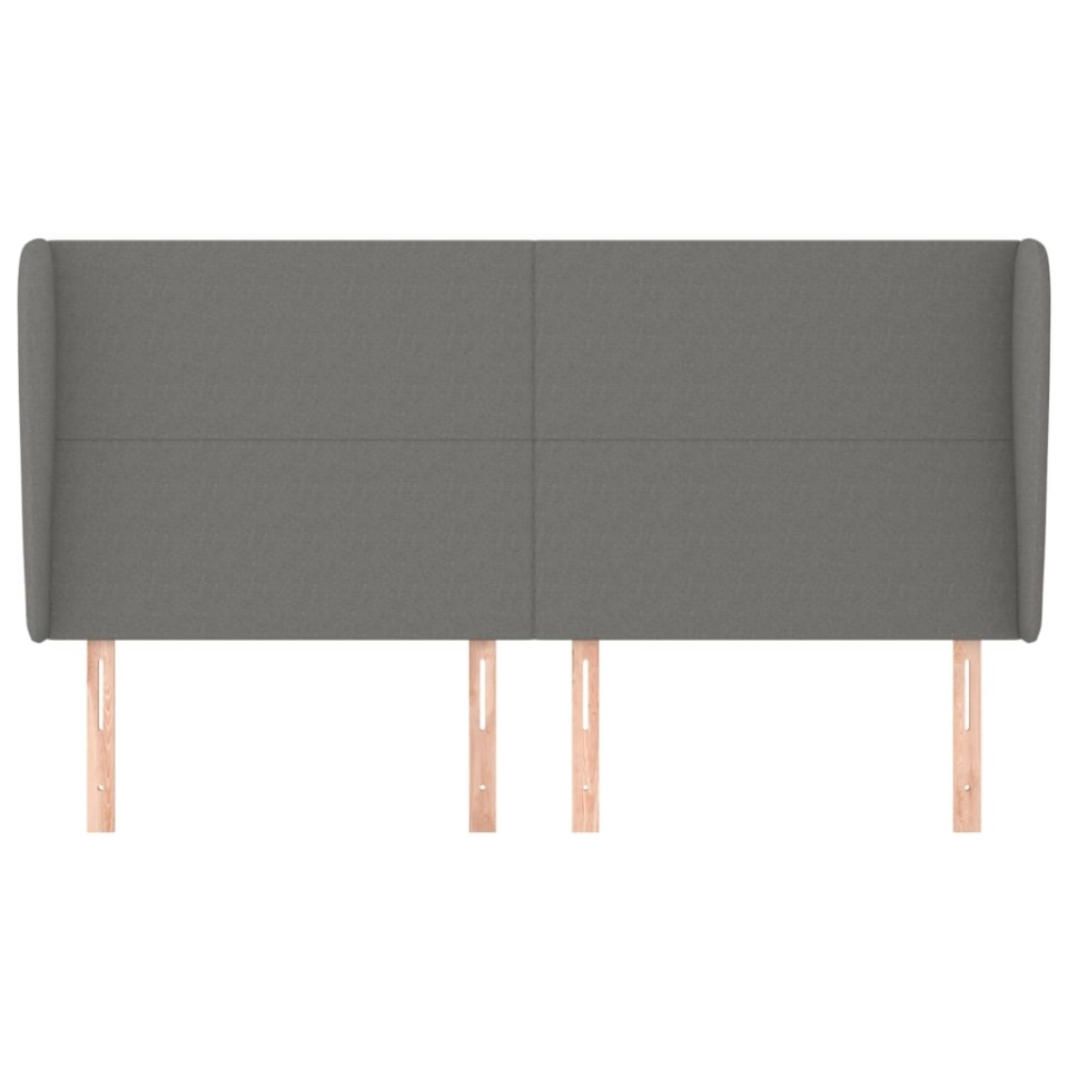 Tăblie de pat cu aripioare gri închis 163x23x118/128 cm textil - 2 | YEO